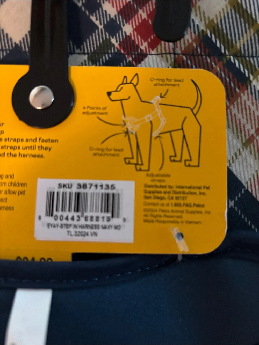 Navy Step-In Dog Harness - Medium